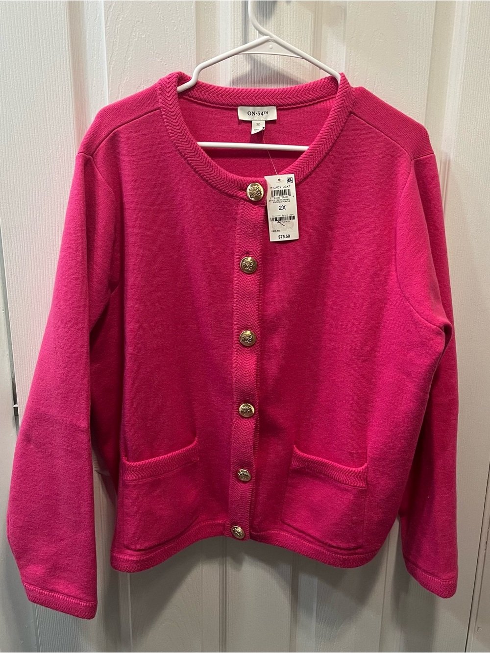 On 34th Milano Pink Button-Front Cardigan Jacket - 2x - NWT. Retail 79.50